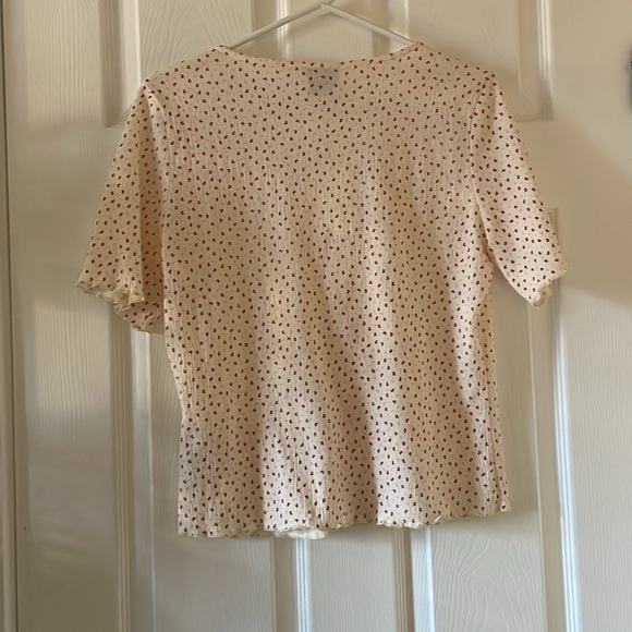 FRNCH Paris cottagecore ditsy print v neck button up blouse tee jersey - Picture 7 of 7